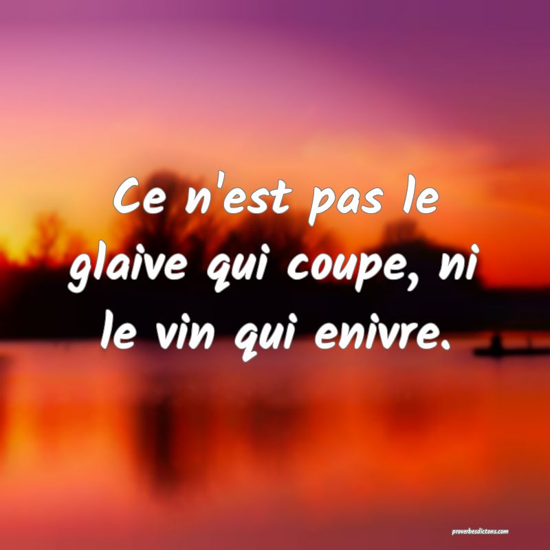 Ce n'est pas le glaive qui coupe, ni le vin qui enivre.