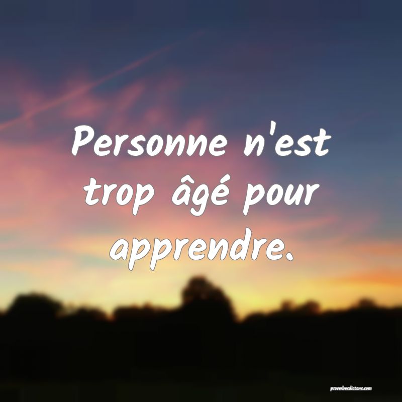 Personne n'est trop âgé pour apprendre.
