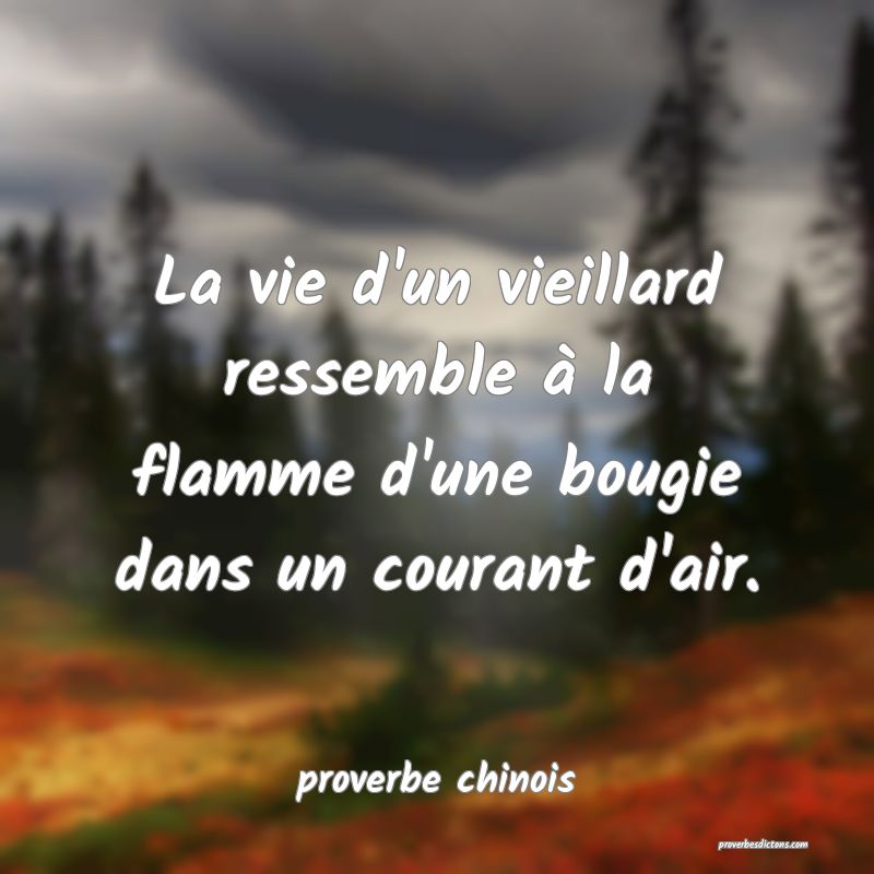  La vie d'un vieillard ressemble à la flamme d'une bougie dans un courant d'air.