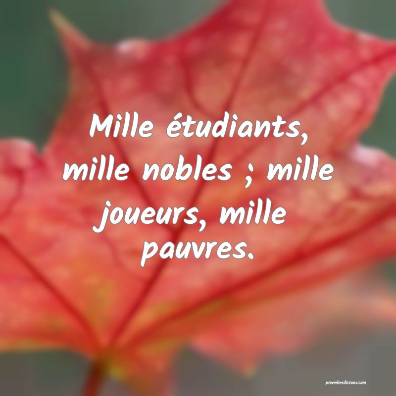 Mille étudiants, mille nobles ; mille joueurs, mille pauvres.
