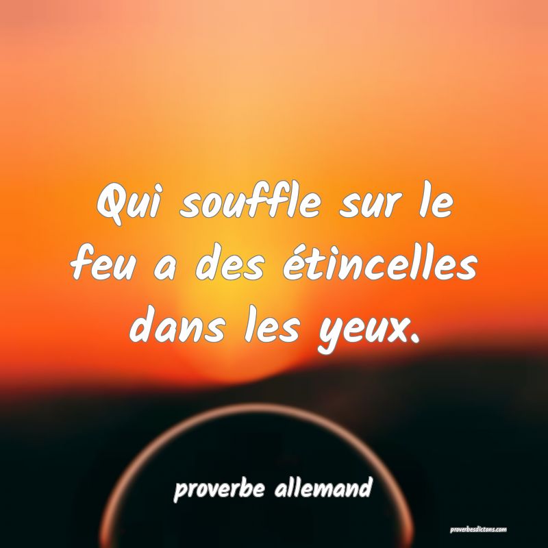 Qui souffle sur le feu a des étincelles dans les yeux.