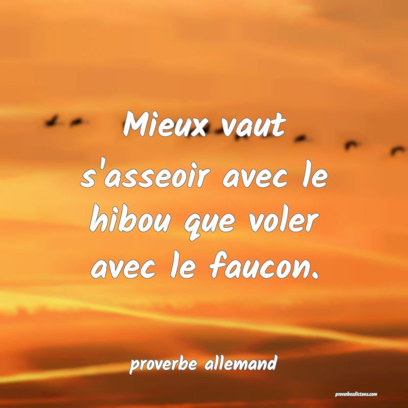 Mieux vaut s'asseoir avec le hibou que voler avec le faucon.