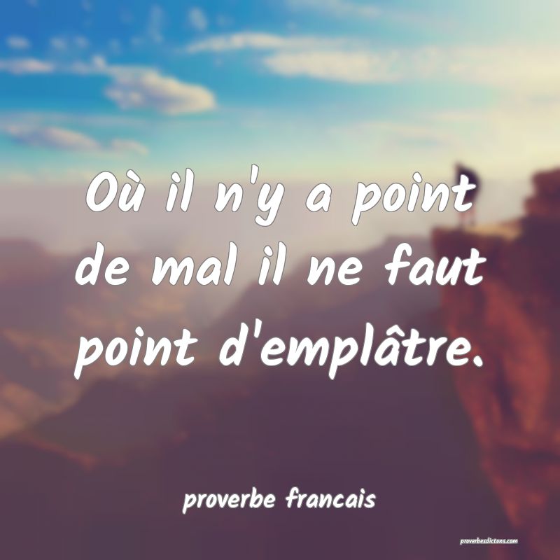 Où il n'y a point de mal il ne faut point d'emplâtre.
