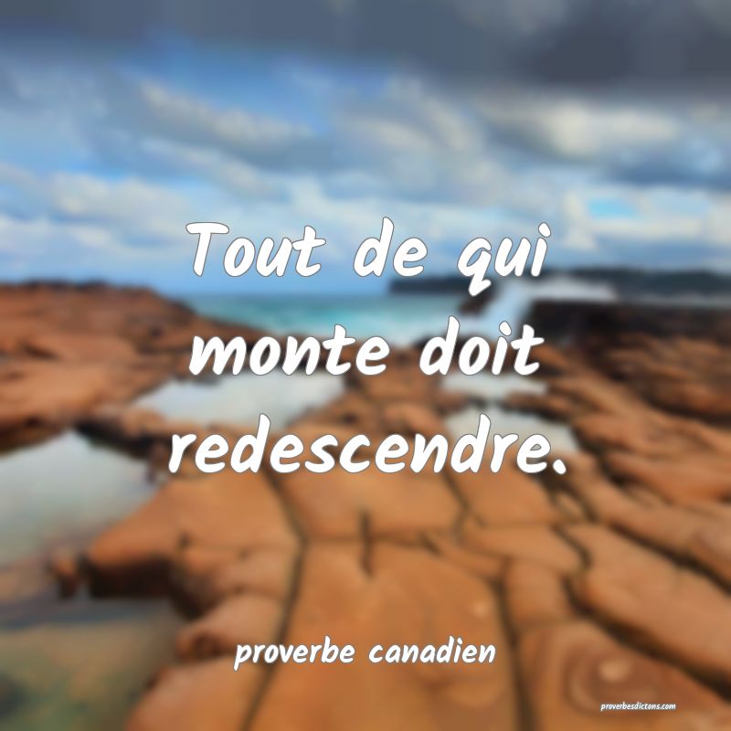 Tout de qui monte doit redescendre.