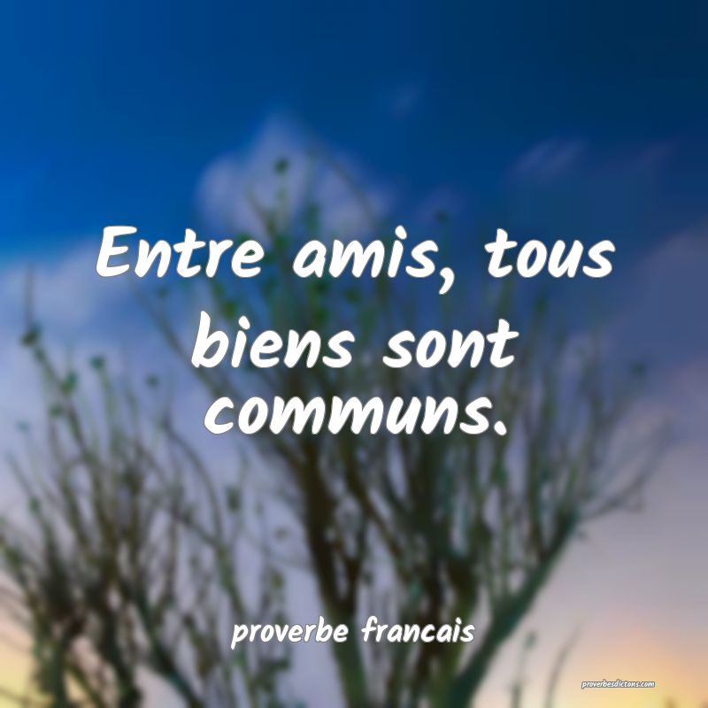 Entre amis, tous biens sont communs.