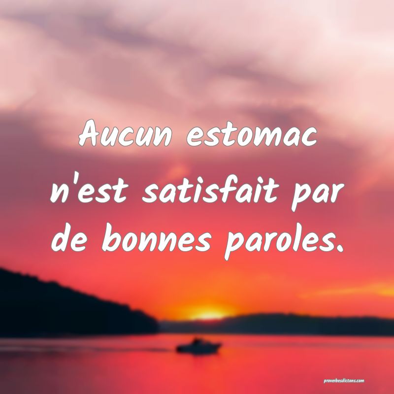 Aucun estomac n'est satisfait par de bonnes paroles.