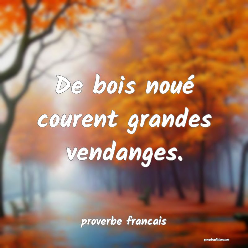 De bois noué courent grandes vendanges.