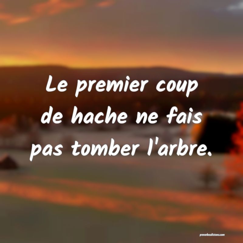 Le premier coup de hache ne fais pas tomber l'arbre.