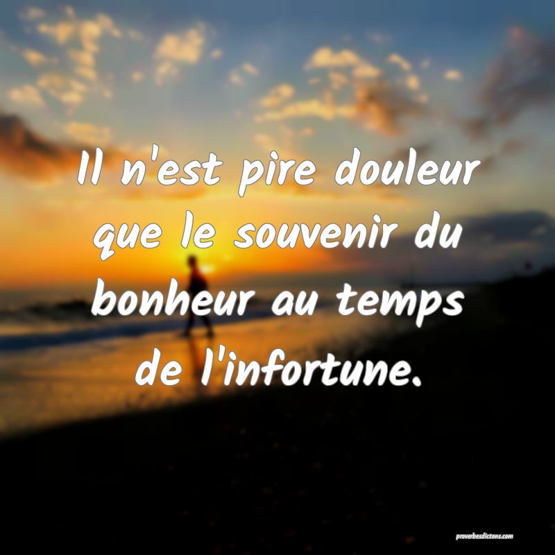Il n'est pire douleur que le souvenir du bonheur au temps de l'infortune.