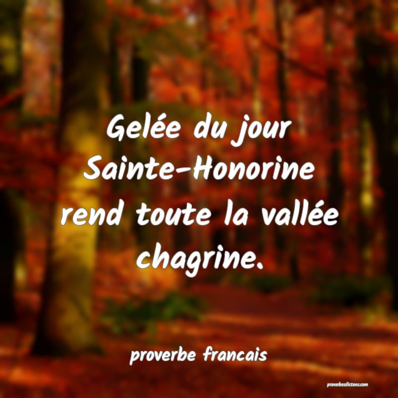 Gelée du jour Sainte-Honorine rend toute la vallée chagrine.