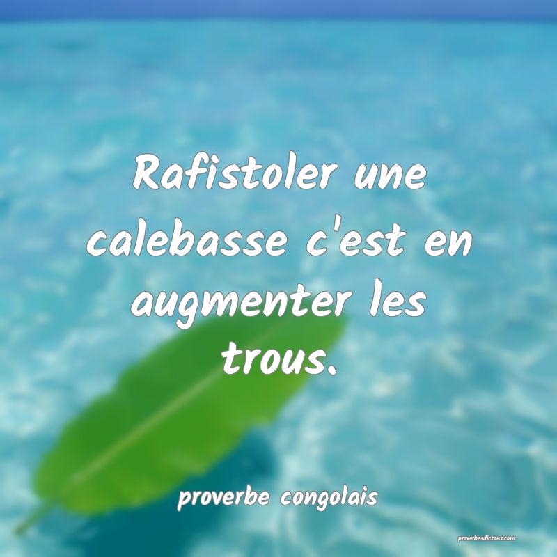  Rafistoler une calebasse c'est en augmenter les trous.
