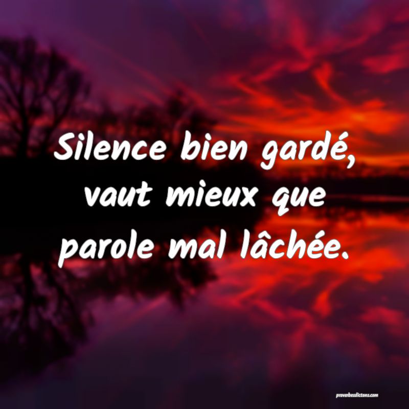 Silence bien gardé, vaut mieux que parole mal lâchée.