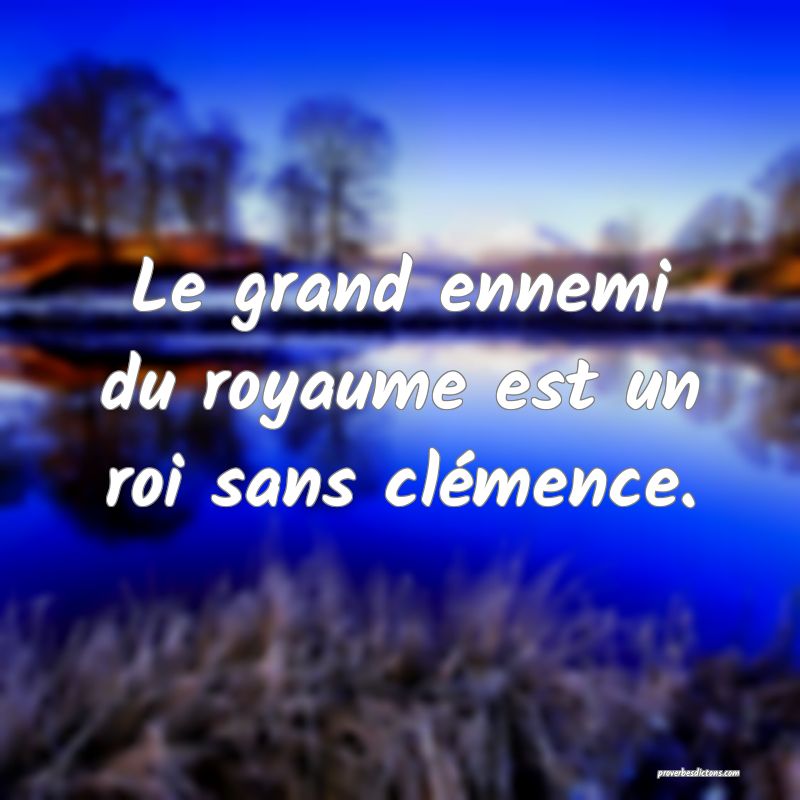 Le grand ennemi du royaume est un roi sans clémence.