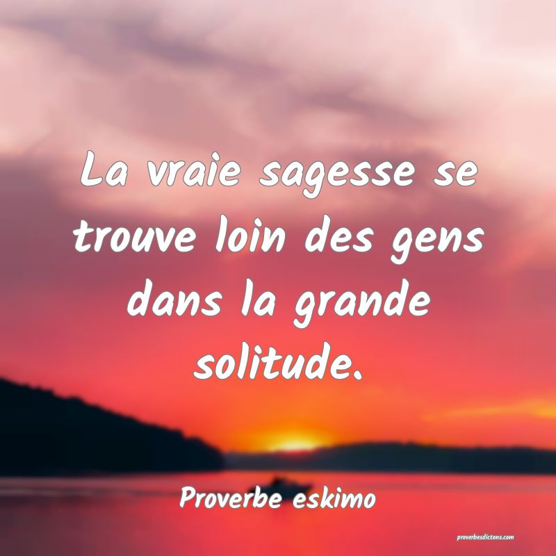 La vraie sagesse se trouve loin des gens dans la grande solitude.