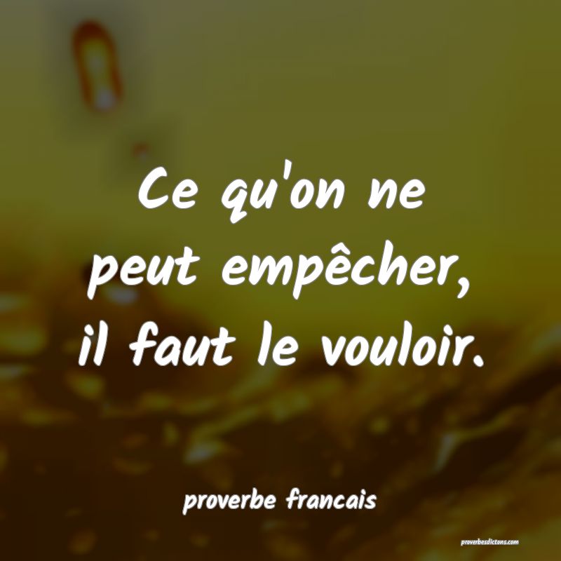 Ce qu'on ne peut empêcher, il faut le vouloir.