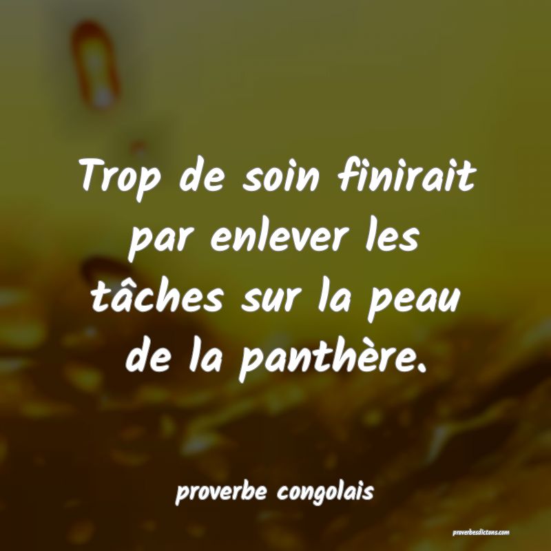  Trop de soin finirait par enlever les tâches sur la peau de la panthère.