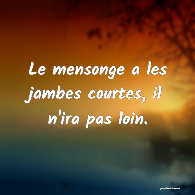 Le mensonge a les jambes courtes, il n'ira pas loin.