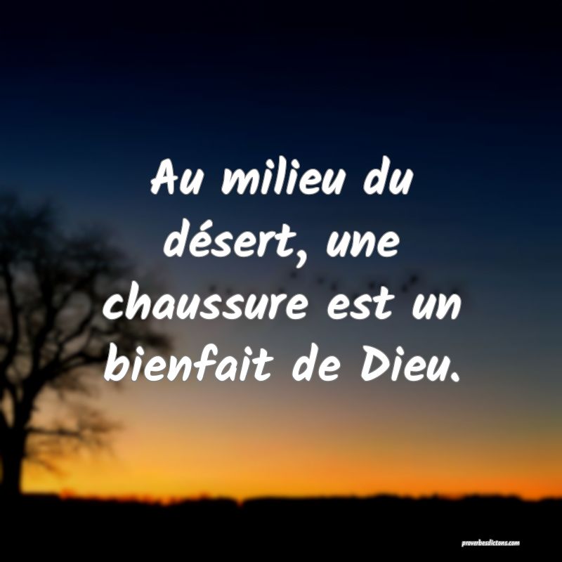 Au milieu du désert, une chaussure est un bienfait de Dieu.