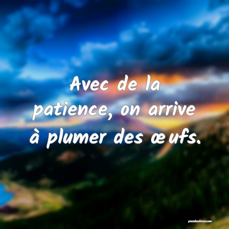 Avec de la patience, on arrive à plumer des œufs.
