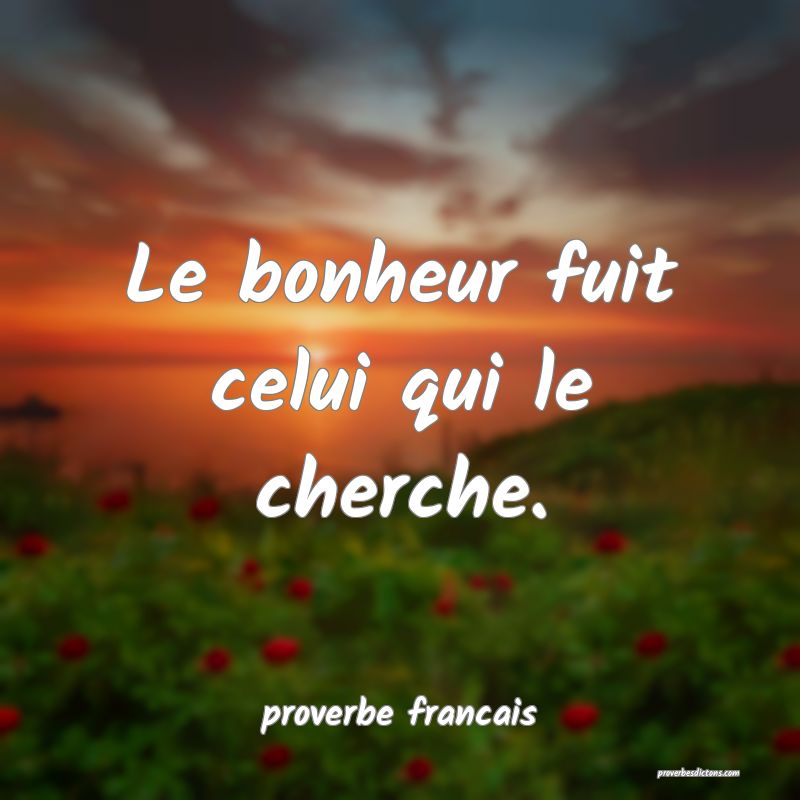 Le bonheur fuit celui qui le cherche.