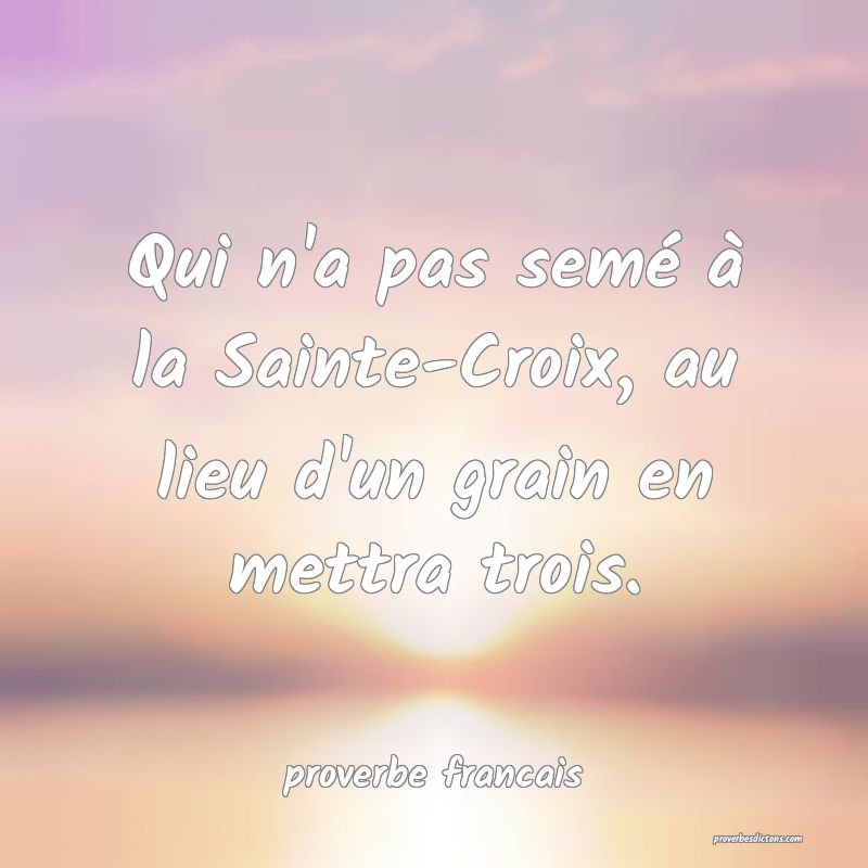Qui n'a pas semé à la Sainte-Croix, au lieu d'un grain en mettra trois.