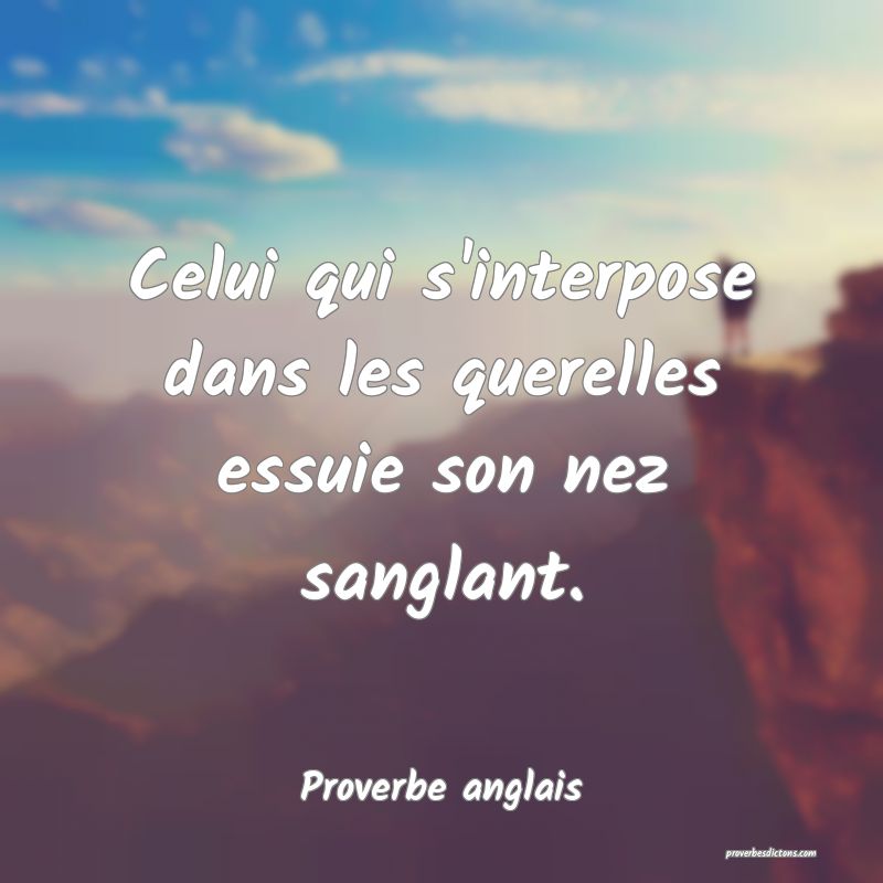  Celui qui s'interpose dans les querelles essuie son nez sanglant.