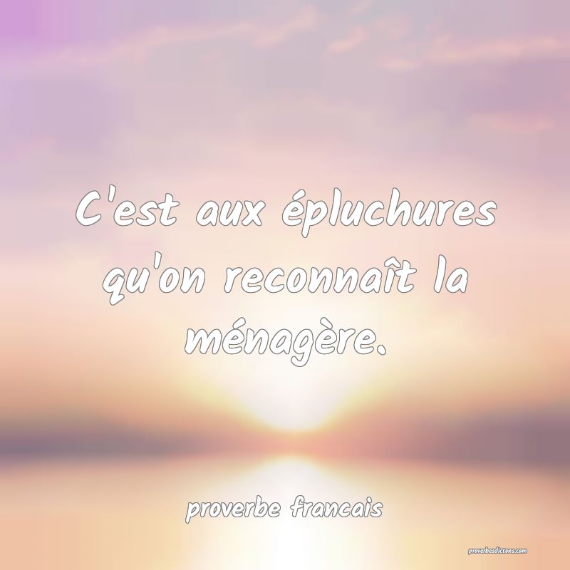 C'est aux épluchures qu'on reconnaît la ménagère.