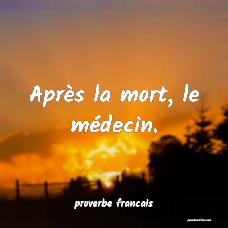 Après la mort, le médecin.