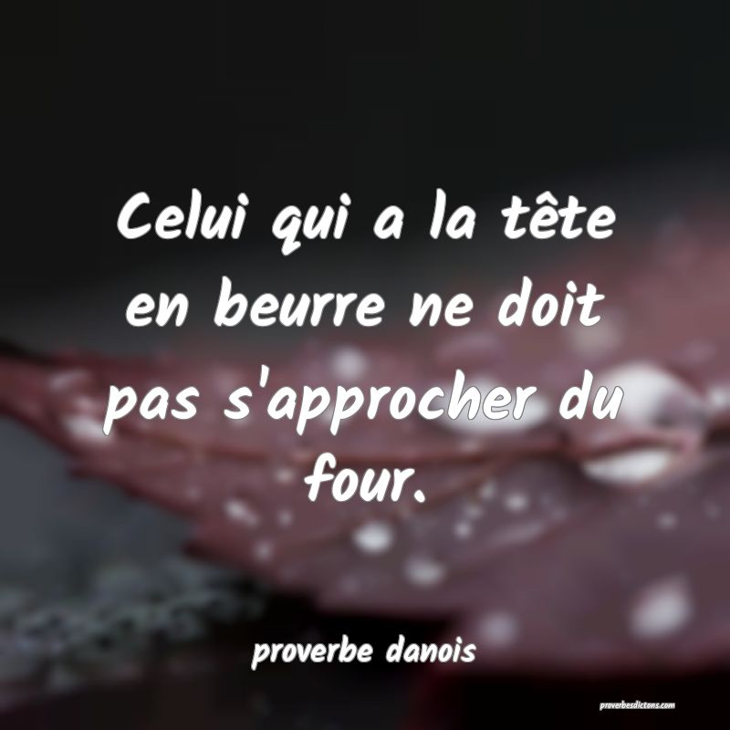  Celui qui a la tête en beurre ne doit pas s'approcher du four.