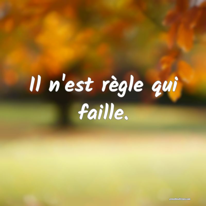 Il n'est règle qui faille.