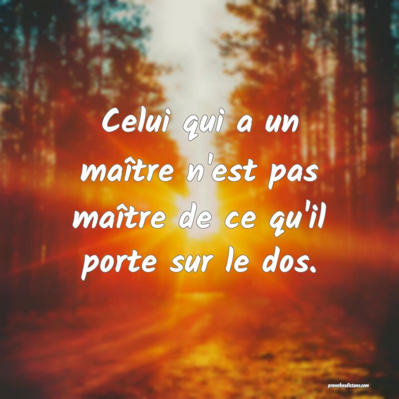 Celui qui a un maître n'est pas maître de ce qu'il porte sur le dos.