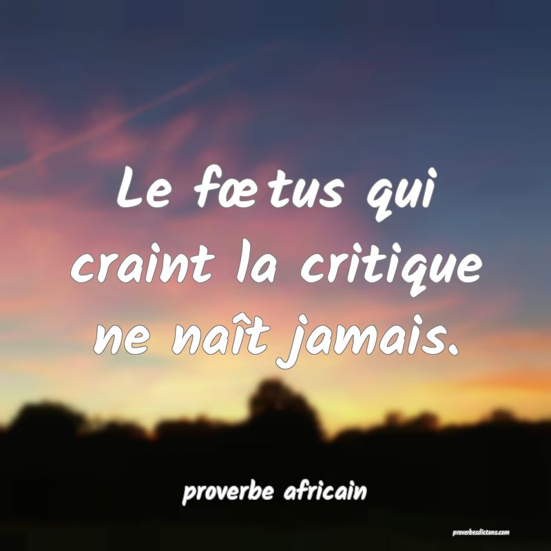 Le fœtus qui craint la critique ne naît jamais.