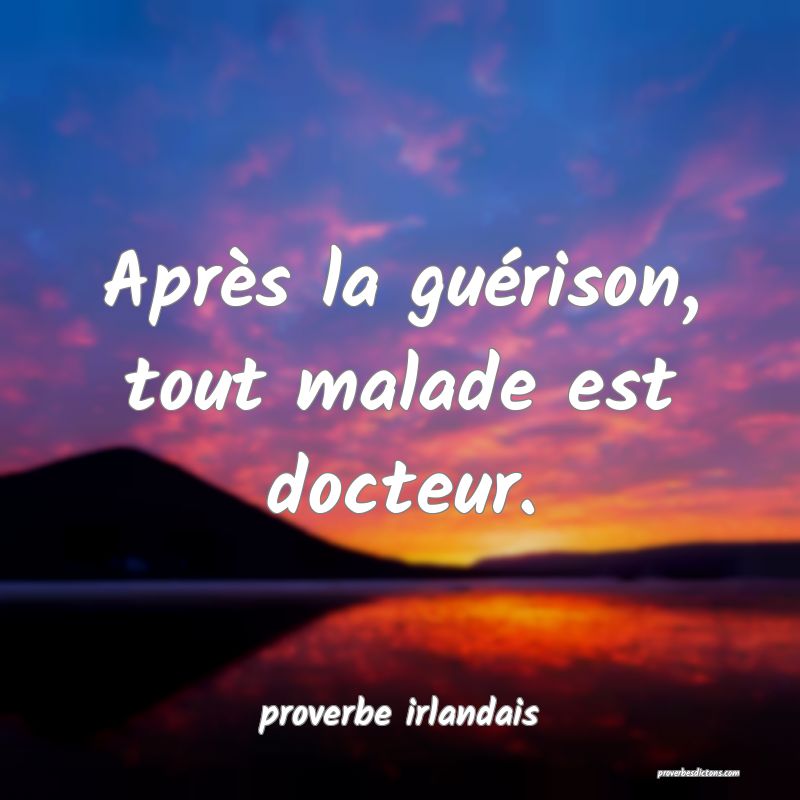  Après la guérison, tout malade est docteur.