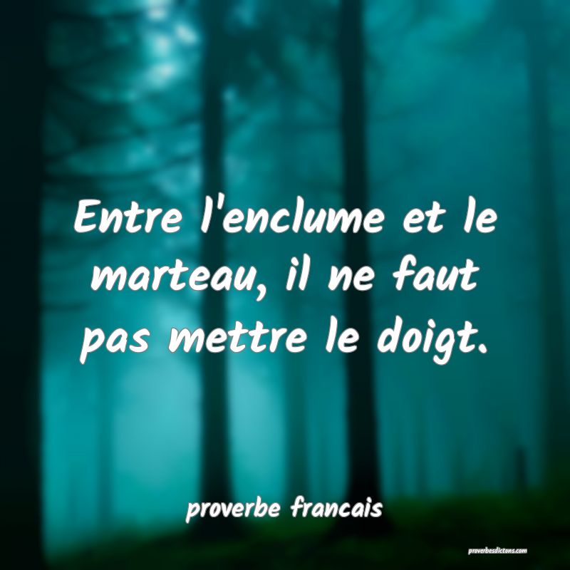 Entre l'enclume et le marteau, il ne faut pas mettre le doigt.