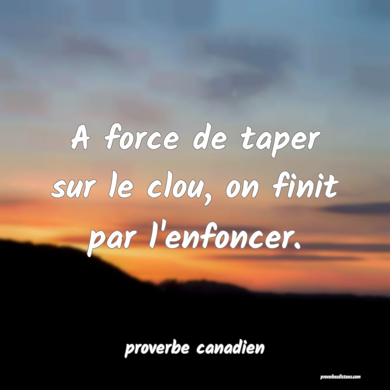  A force de taper sur le clou, on finit par l'enfoncer.