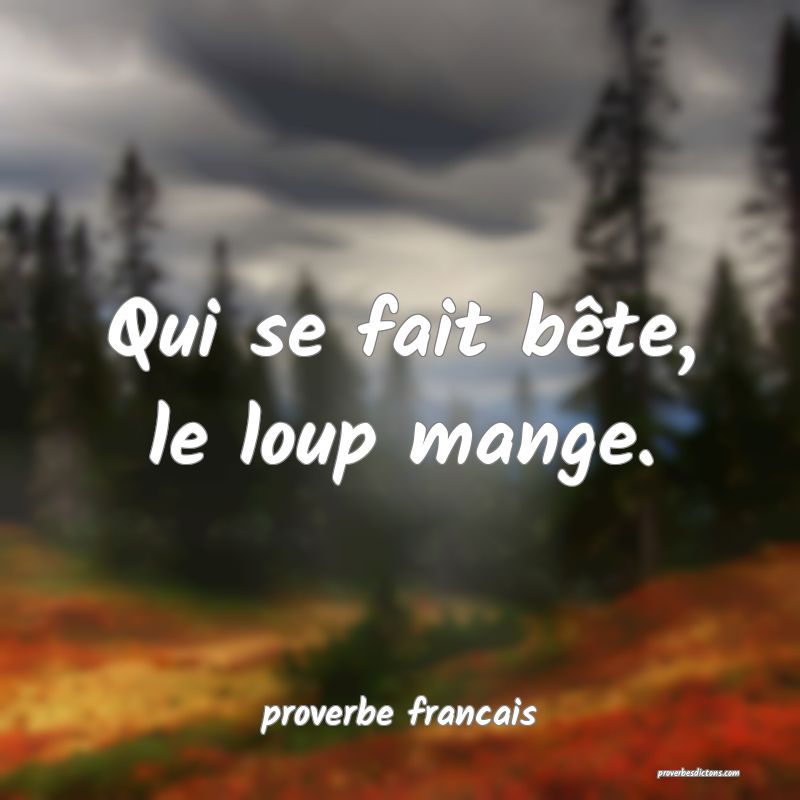 Qui se fait bête, le loup mange.
