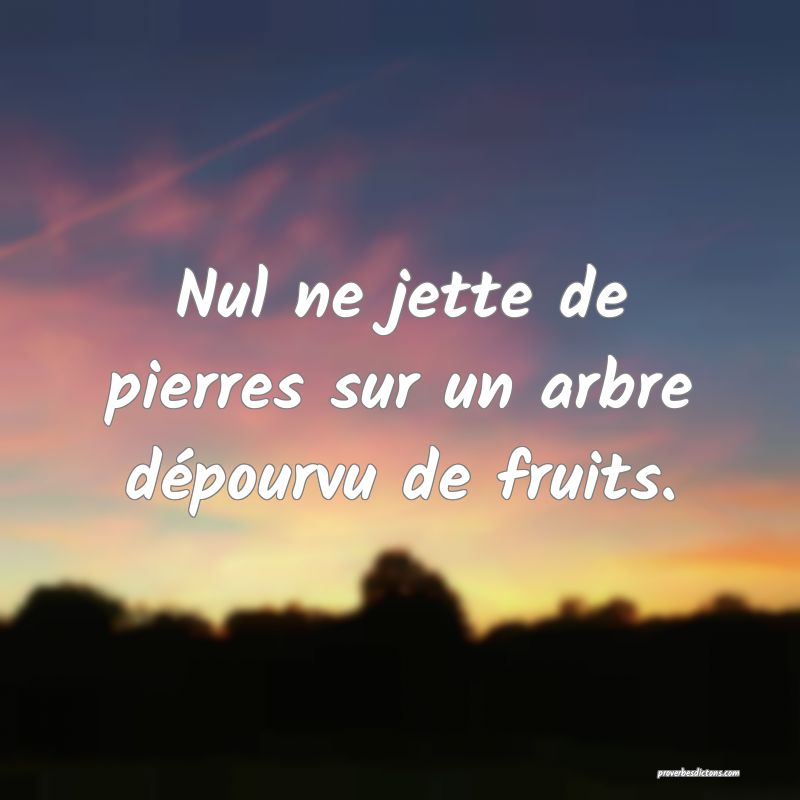 Nul ne jette de pierres sur un arbre dépourvu de fruits.