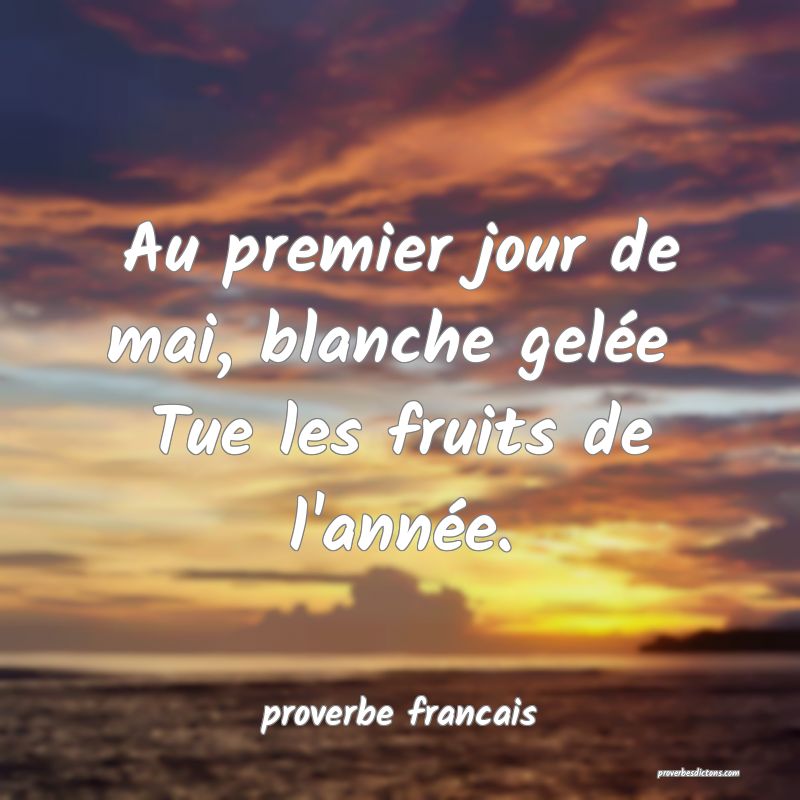Au premier jour de mai, blanche gelée 
Tue les fruits de l'année.