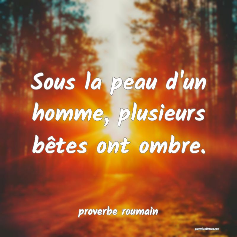 Sous la peau d'un homme, plusieurs bêtes ont ombre.