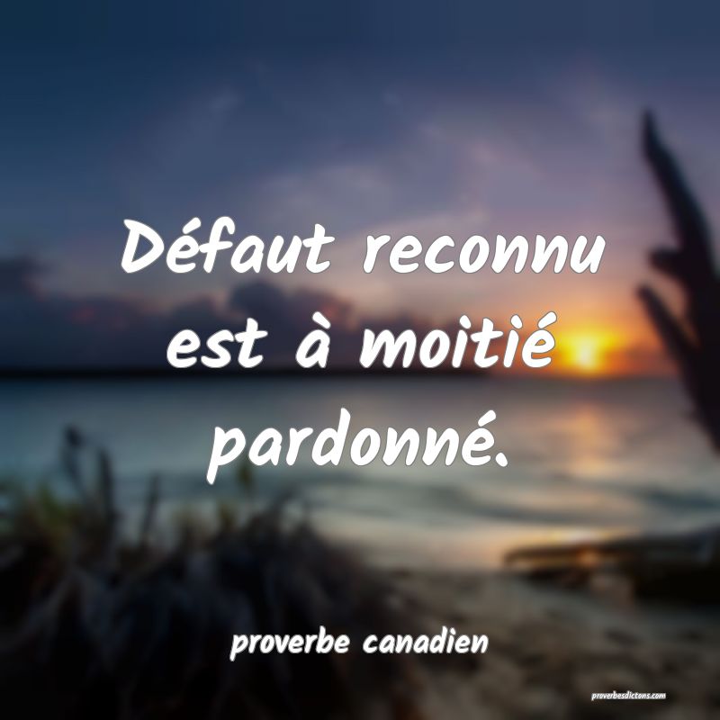 Défaut reconnu est à moitié pardonné.