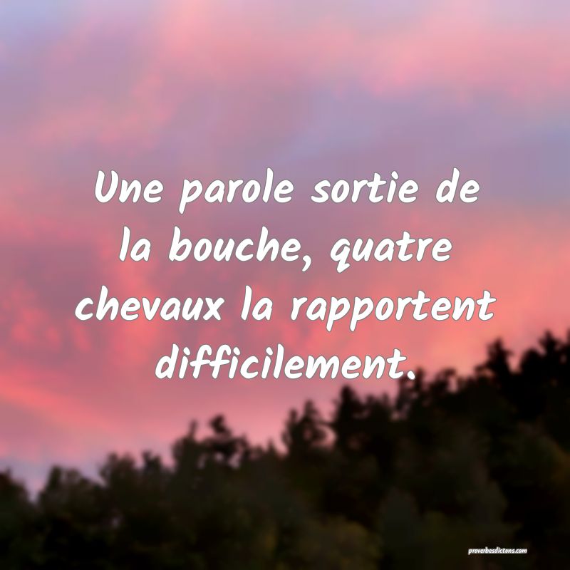 Une parole sortie de la bouche, quatre chevaux la rapportent difficilement.