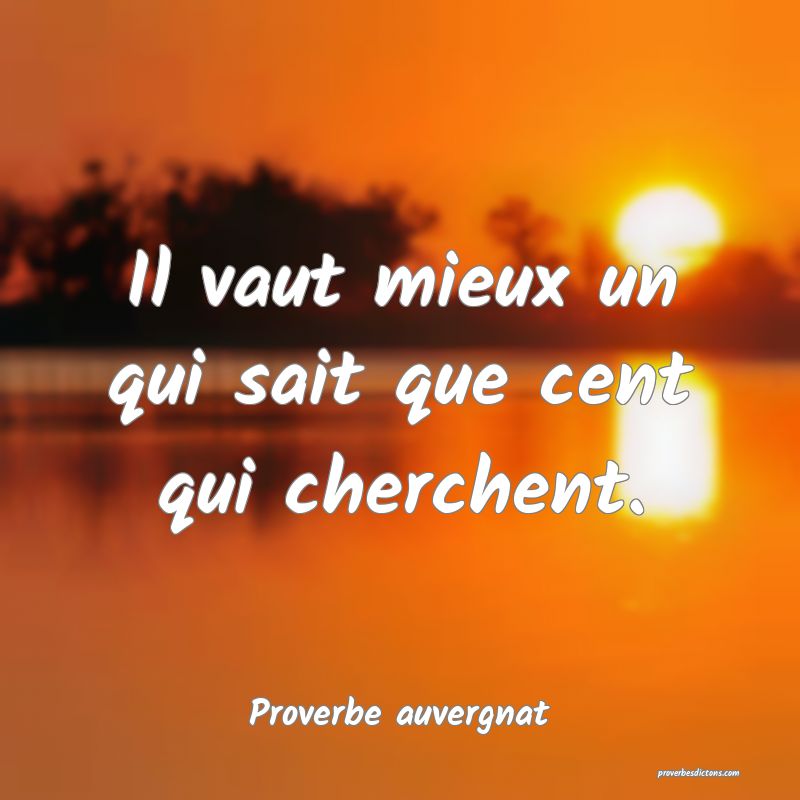 Il vaut mieux un qui sait que cent qui cherchent.
