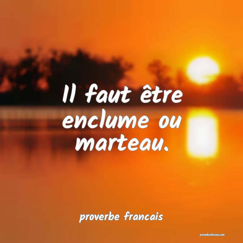 Il faut être enclume ou marteau.