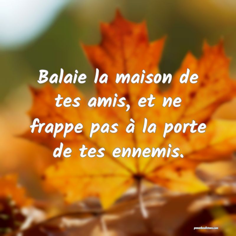 Balaie la maison de tes amis, et ne frappe pas à la porte de tes ennemis.