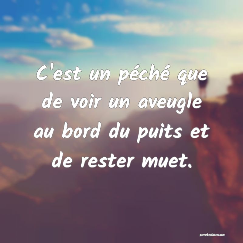 C'est un péché que de voir un aveugle au bord du puits et de rester muet.