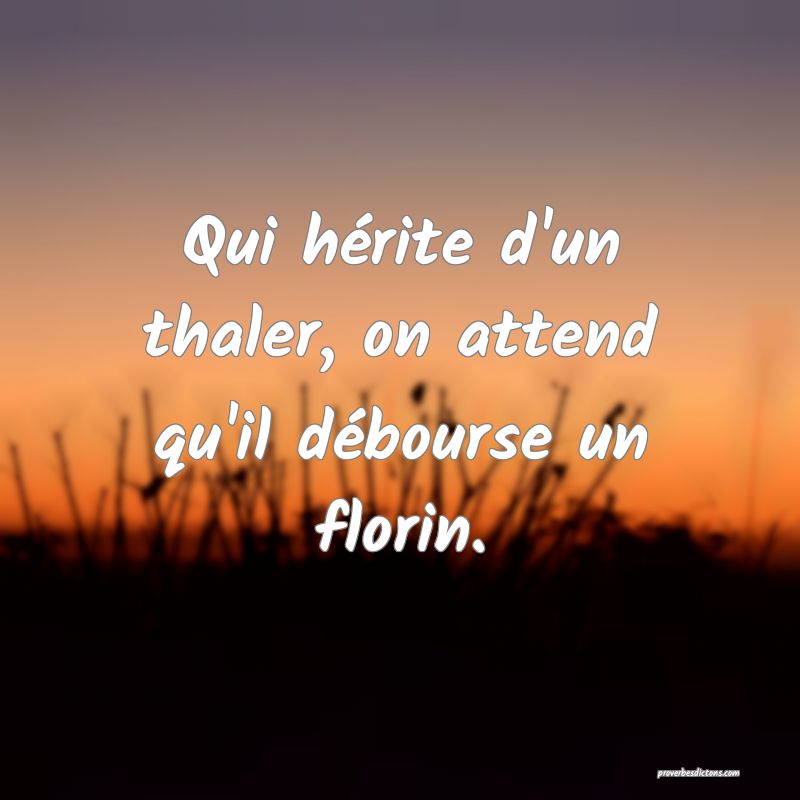 Qui hérite d'un thaler, on attend qu'il débourse un florin.