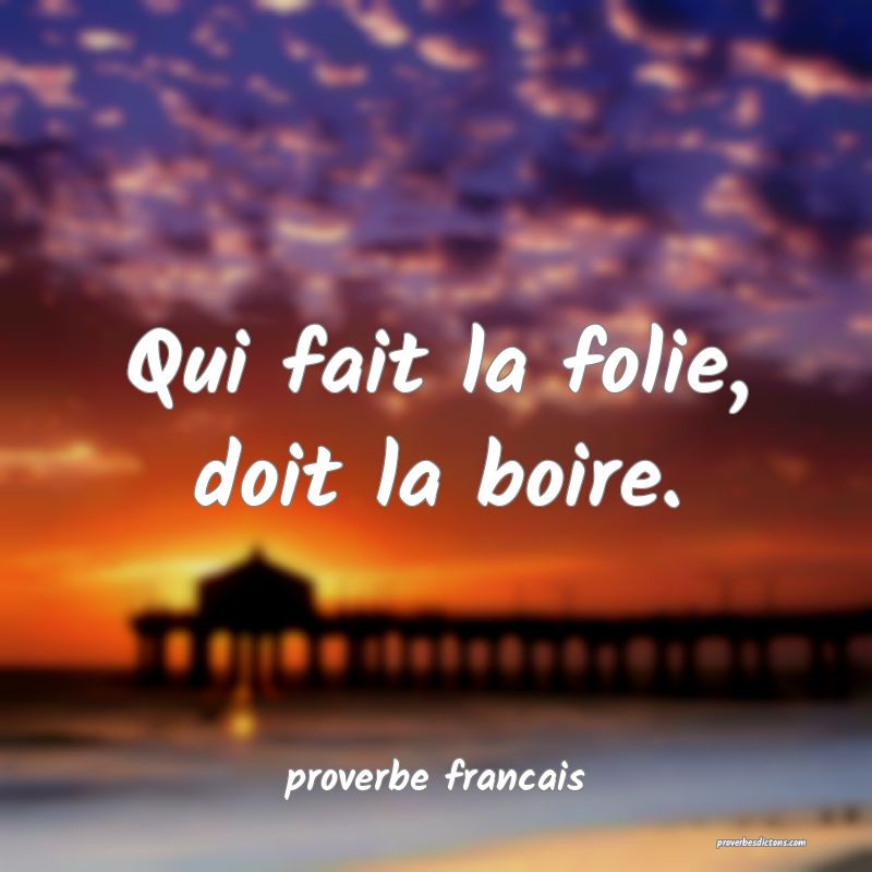 Qui fait la folie, doit la boire.