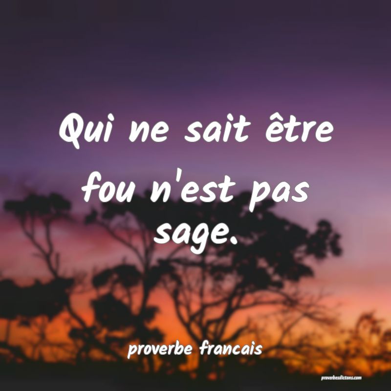 Qui ne sait être fou n'est pas sage.