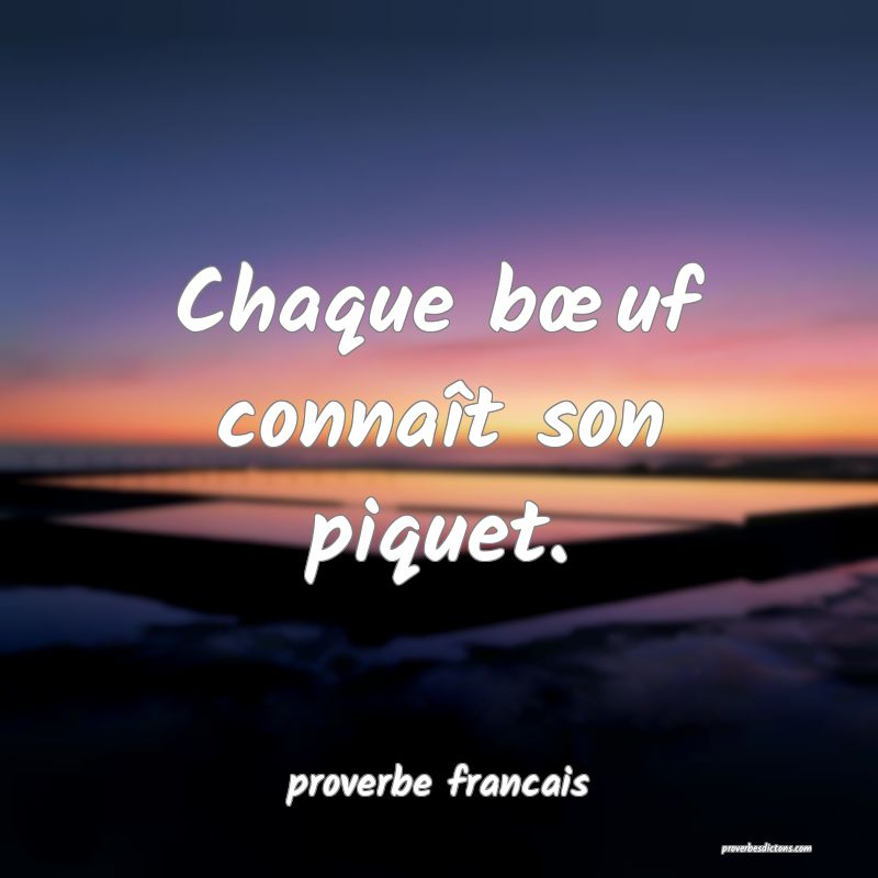 Chaque bœuf connaît son piquet.