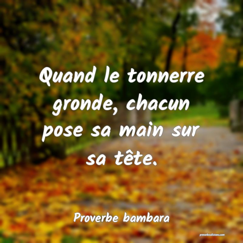Quand le tonnerre gronde, chacun pose sa main sur sa tête.